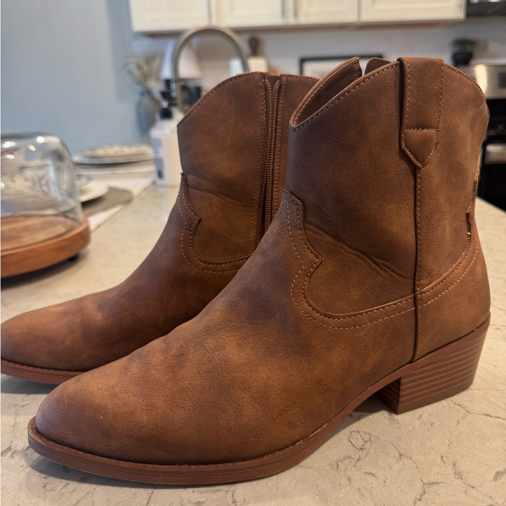 Time and Tru Brown Ankle Booties